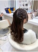 編み込みハーフアップ