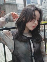 ルチア ヘア ステラ 京都店(Lucia hair stella)&nbsp;顔周りミディアムレイヤーカットハッシュカット韓国京都河原町