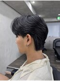 センターパートニュアンスパーマ毛流れ