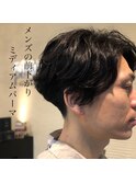 ツイストパーマ　七三オールバック　かき上げ　
