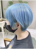 水色カラー/美髪/イメチェンミニウルフ大人かわいい