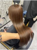 大人可愛い透明感立体感グレージュ×エアストレート