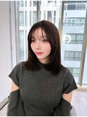 レイヤーカット_ラベンダーカラーミストバングエアリーミディ