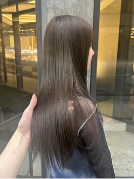 オリーブベージュ、透明感カラー、シャギーレイヤー