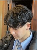 香川シャドウパーマセンターパートメンズニュアンスパーマ高松