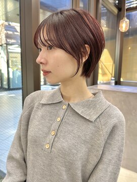 ミィ 浦和(mee) 透明感カラー ボブ 前髪 ショート カラー ブリーチ&カラー