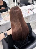 艶髪ロングレイヤー透明感ピンクブラウン髪質改善カラー