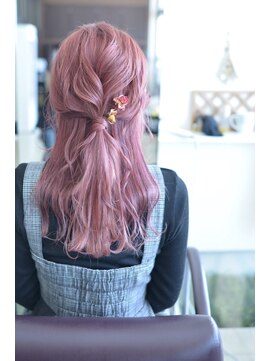 倶楽部ヘアーズ 醍醐本店(HAIR'S) ピラミンゴカラーで可愛くハーフアレンジ/伏見/醍醐/美容室