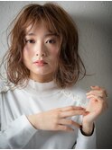 カーキベージュゆるふわカール金髪ボブパーマw上尾10代20代30代