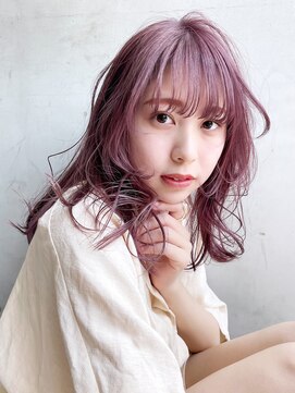 アルバム 銀座(ALBUM GINZA) ピンクベージュ_前髪パーマグレーベージュレイヤーロング_9672