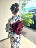 浴衣着付けヘアセット　ヘアアレンジ　浴衣　2024年