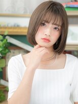 カバーヘア ブリス 上尾西口店(COVER HAIR bliss) シースルーバングオリーブベージュ丸みボブc5上尾20代30代40代