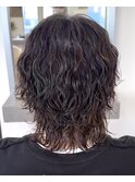 【メンズロング】ボブウルフ波巻きパーマスパイラルミディアム