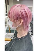 ピンクベージュマッシュウルフショート/ブリーチデザイン原宿
