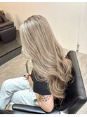 ハイライトカラーくびれヘアアプリコットオレンジ