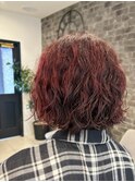 艶ワインレッドパーマ