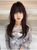 ココアベージュ×レイヤー[小顔/黒髪/オリーブグレー]