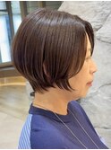 青山白髪ぼかしハンサムショートカットアッシュブラウン30代40代