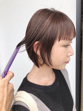 ミスターグッドモーニング(MR.GOOD MORNING) ピンク×ハイライト×ボブ　前髪