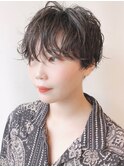【モリオ原宿】黒髪マッシュショート前髪長め無造作パーマ