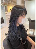 ＊インナーカラーブルーネイビー×黒髪透明感ブルーブラック