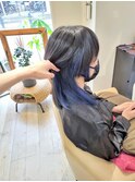 ☆ウルフカット/インナカラー/ブルー/個性デザイン