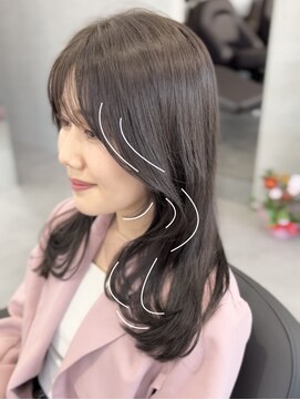 ジエクト カナウ(The Ect canow) 小顔ヘア20代30代グレージュカラーニュアンスカラー斜めバング