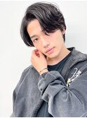 大人男性ナチュラルパーマビジカジ清潔感アッシュブラック