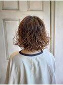 ウェーブパーマ　ミニボブ　ウェット