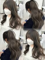 アマトウキョウスマートサロン(AMA TOKYO×Smart Salon)&nbsp;オリーブベージュ/顔まわりカット/くびれ巻き/レイヤーカット