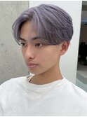渋谷メンズブリーチカラーミルクティーベージュセンターパート
