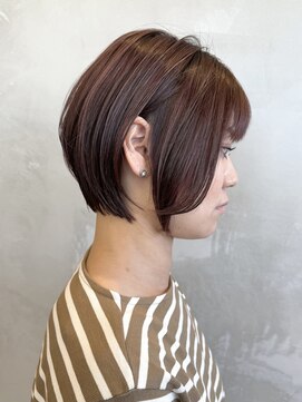 エリマバイフィフス 調布(elima by fifth) 白髪染めレイヤーボブショートヘアベージュアッシュブラウン