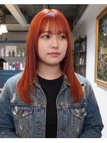 グッドフェローズ キタホリエ(GoodFellas kitahorie) 透明感レイヤー×ハイトーンオレンジカラーブリーチ透明感カラー