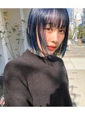 ブルーカラー×ミニボブ