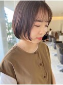 ショートボブインナーカラー/ニュアンスカラー/前髪パーマ