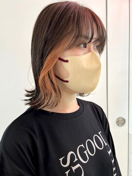 デート 下北沢(DATE) ブリーチインナーカラーオレンジカラー前髪カットトリートメント