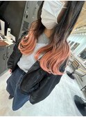 裾カラー グラデーション ピンクオレンジ 韓国風こなれ巻き
