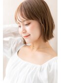 □斜めバングカーキベージュ切りっぱなしボブ316志木20代30代