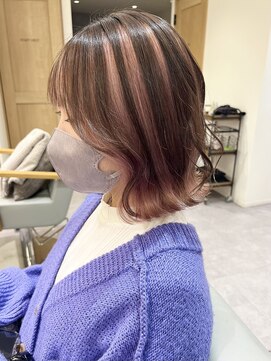 リアン(Lien) アンブレラカラー/インナーピンク/ブリーチダブルカラー/ボブ