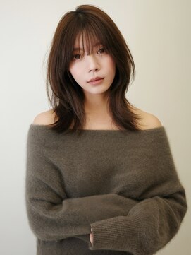 サンバレー(SUNVALLEY) ミディアムレイヤー シースルーバング シアーブラウン