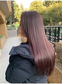 Pink×Grayで透明感ある艶髪ロング☆