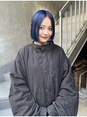 bibito 青 ブルー ネイビー ブリーチカラー ボブ デザイン