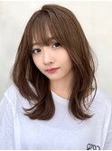 【F】艶感くすみベージュカラー似合わせ小顔前髪