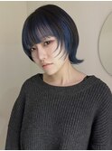 ブルー×ブラックのローライトカラー(ブリーチ1回～)