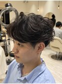 ニュアンスパーマセンターパートフェザーパーマワンカールパーマ