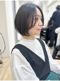 Say.ショートボブチェリーレッドミニウルフデジタルパーマ青山