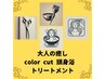 大人の癒し　カラーカット　頭身浴　トリートメント　コース　￥17600