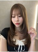 美髪レイヤーカット/顔まわりレイヤー/くびれミディアムレイヤー