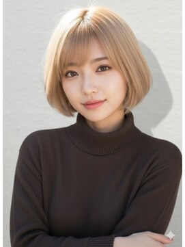 アース 大曽根店(HAIR&MAKE EARTH) earthショートレイヤーボブミルクティー丸みショートボブ