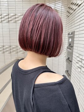 《大人可愛い白髪ぼかし◎》つや髪レッドブラウン×ミニボブ